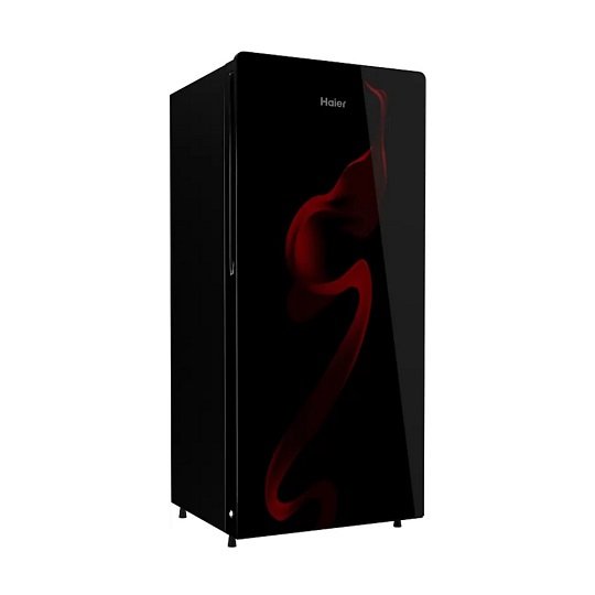 Haier 195 litres 4 Star Direct Cool Single Door Refrigerator, Black Spiral Glass HRD-1954PSG-E