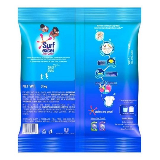 Surf Excel Easy Wash Detergent Powder, 3 kg